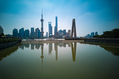 Shanghai Lujiazui Finance and Trade Zone of the modern cityの写真素材