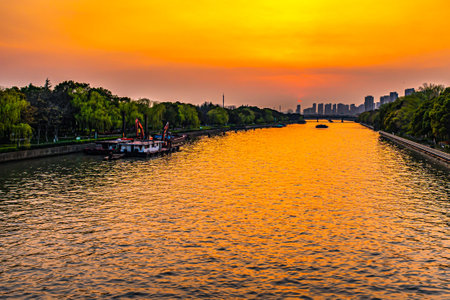 Sunset view of a river.の写真素材