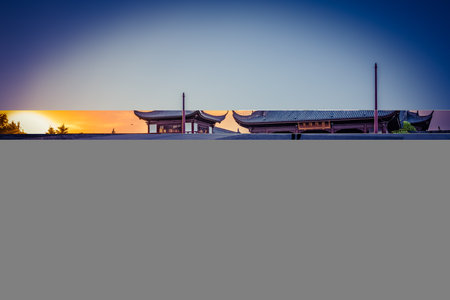 Hangzhou Yonggungsa Temple at sunset.の写真素材