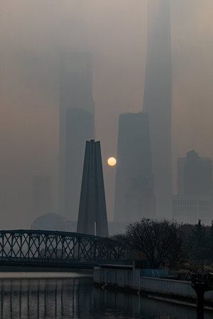 Sunrise in Shanghai, China.