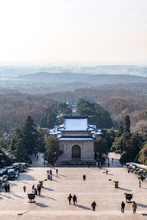 Tourists visit the Great Wall of China.の写真素材