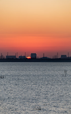 Sunset over Gdansk, Polandの写真素材