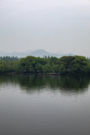 Scenery of the West Lake Park in Hangzhou, China.の写真素材