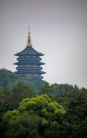 The Big Pagoda in Hangzhou, China. The Big Pagoda is the largest pagoda in China.