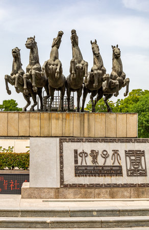 Equestrian statue in Hangzhou China.の写真素材