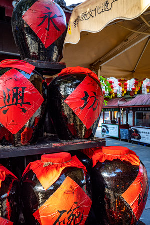 Traditional lanterns in the streets.の写真素材