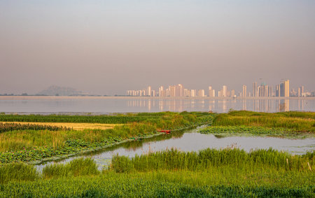 Landscape view of Nantou lake in Taiwan, Asia.の写真素材