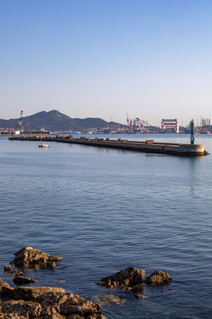 Seascape view of the Port of Kobe, Japan. Taken in September 2018.の写真素材