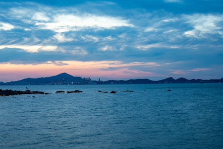 Seascape of Hong Kong at dusk. Beautiful seascapeの写真素材