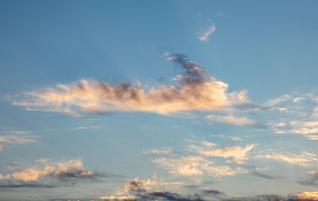Clouds in the blue sky at sunset as a background for design.
