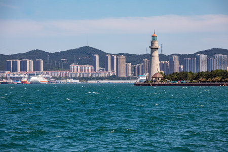 Lighthouse in Hong Kong, China. Hong Kong is an autonomous territory on the southern coast of China.の写真素材