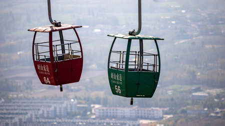 Cable car at the top of the mountain in Sochi, Russiaの写真素材