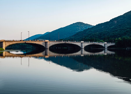 Bridge on the lake in Montenegro, Balkans, Balkans, Europeの写真素材