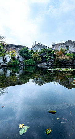 Wuzhen Garden in Suzhou, Jiangsu Province, China.の写真素材