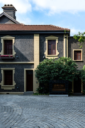Facade of old building in Milan. Milan is the capital and largest city of the Italian region of Lombardy.のeditorial素材