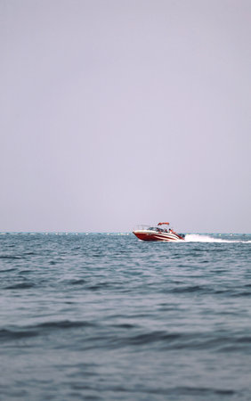 Boat in the sea. The concept of speed and travel.の写真素材