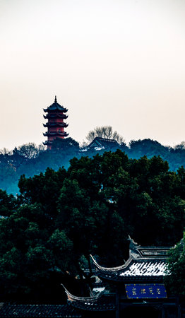 Pagoda in Nanjing, Jiangsu Province, China.の写真素材