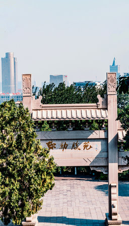 Shanghai Lujiazui Temple, chinese traditional architectureの写真素材