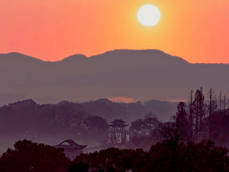 Beautiful sunset in South Korea,Daejeon\\"\"\""の写真素材