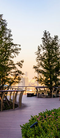 View of the city from the promenade, at sunset.の写真素材