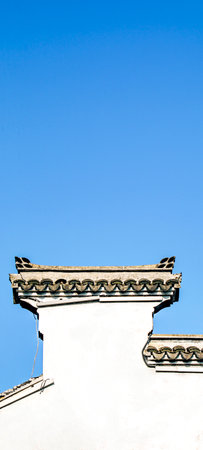close up of the antique house roofの写真素材