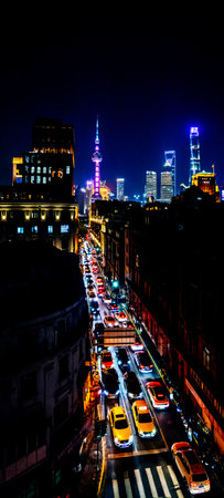 Shanghai skyline at night, China.の写真素材