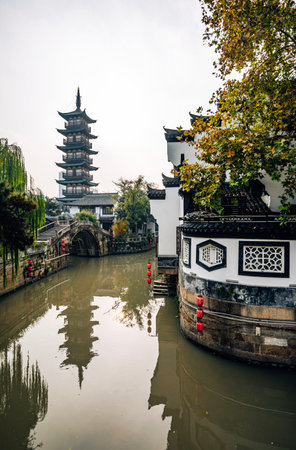 Ancient architecture in Suzhou, China. Suzhou is an ancient city in Jiangsu Province.の写真素材