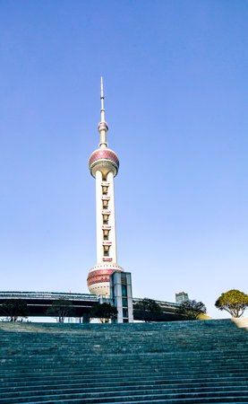 Shanghai Oriental Pearl TV Tower in Shanghai, China. Shanghai TV Tower is the tallest building in Shanghai.の写真素材