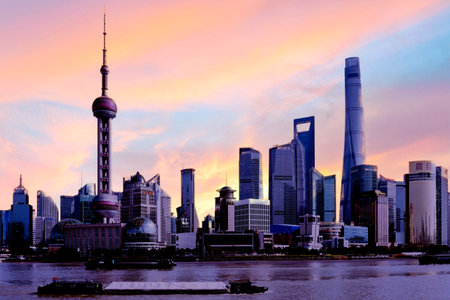 Shanghai Lujiazui Skyline at sunset, China