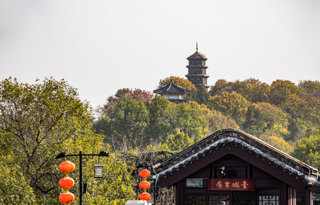 Ancient architecture in the park, Chengde, Hebei Province, Chinaのeditorial素材