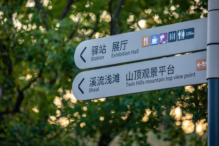 Signpost at the entrance to the park.