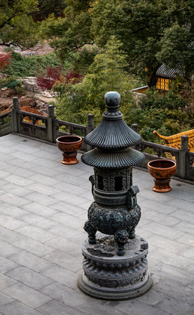 Korean traditional style incense burner in a temple, South Koreaのeditorial素材