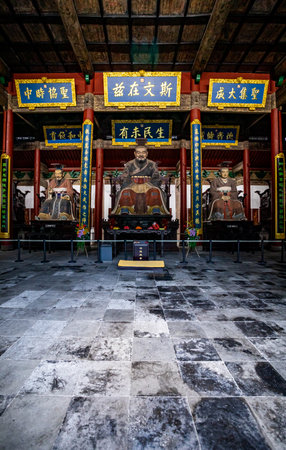 Unidentified people visit Hengshan Temple. Hengshan Temple is a Buddhist temple in Hong Kong.のeditorial素材