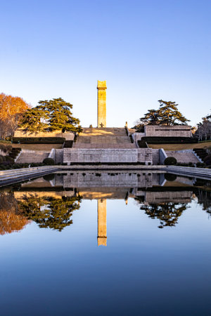 Sunset view of the National Taiwan Democracy Monument in Taipei, Taiwanの写真素材