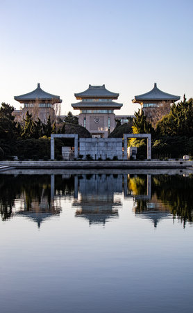 The Northwest turrets of the Forbidden City, Beijing, China.の写真素材