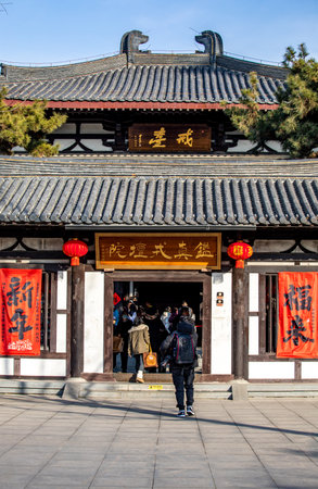 Tourists visit Hangzhou ancient town.の写真素材