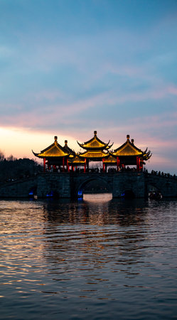 Beautiful view of the Summer Palace at sunsetの写真素材