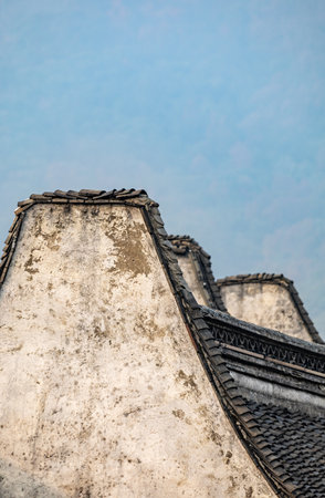 Roof of the ancient Chinese temple in Suzhou, China.の写真素材