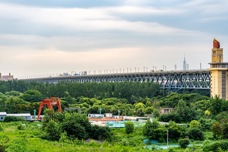 view of the bridge over the river in the city of Chengdu, China.