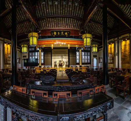 The interior of the Tangshan temple, tangshan city, Hebei province, China.の写真素材