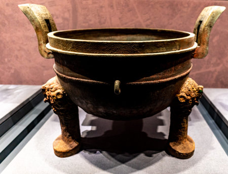 Ancient Chinese bronze pottery at the ancient Chinese museum, Thailand.の写真素材