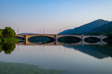 Bridge over the river in the evening. Montenegro, Balkans.の写真素材