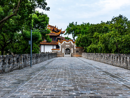 The ancient Chinese temple in Wuxi, China.の写真素材