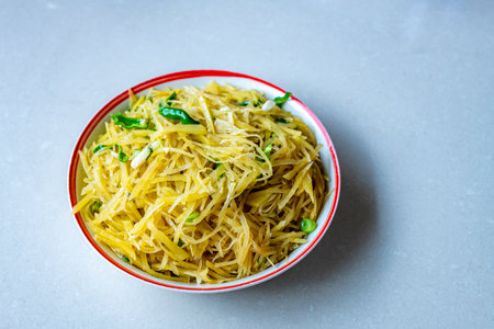 Stir Fried Noodles with Green Peas and Egg - Thai Food Styleの写真素材