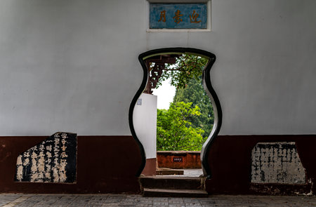 The window of the ancient temple in the city of Shenzhen, China.の写真素材
