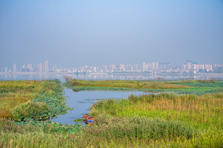 Landscape view of the Wuyuan River, Jiangsu Provinceの写真素材