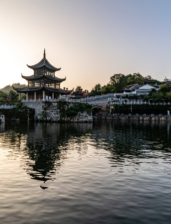 Landscape of Hangzhou West Lake, China. Hangzhou West Lake is a UNESCO World Heritage Site.の写真素材