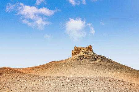 Landscape of the Negev Desert in Israel on a sunny dayの写真素材