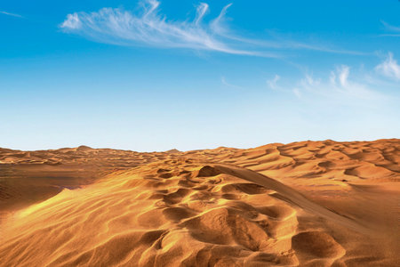 Sand dunes in the desert of Dubai, United Arab Emirates.の写真素材