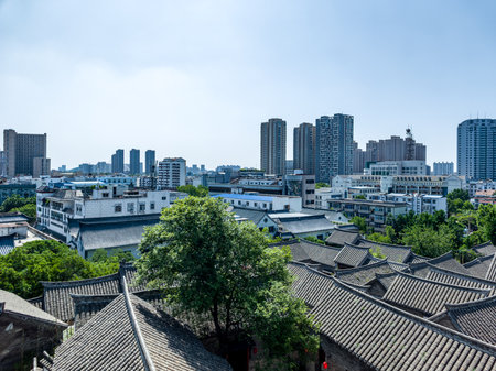 Suzhou ancient city landscape, Hohhot city, Inner Mongolia autonomous region, Chinaの写真素材